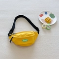 Vibrant yellow canvas shoulder bag for kids with green PEACE logo and adjustable strap - Yellow