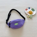 Purple canvas kids crossbody chest bag with adjustable strap and green Peace logo - Purple