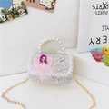 Mini bolso bandolera plateado con lentejuelas, motivo de hada y asa de perlas para niñas - Estilo 1 / Blanco