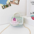 Minibolso verde brillante para niñas con asa de perlas y adorno de muñeca de hada - Estilo 1 / Verde