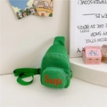 Adjustable green canvas crossbody chest bag for kids with orange Sup lettering logo - Green
