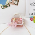 Pink sequin girls crossbody bag with pearl handle and fairy doll decor charm - Style 2 / Red