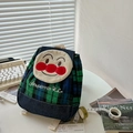 Zainetto per bambini Anpanman in tartan verde e blu con base in denim resistente - Verde