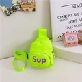 Neon yellow kids crossbody bag featuring purple Sup lettering and adjustable strap - Fluorescent Green