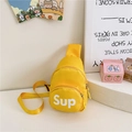 Kids trendy yellow canvas crossbody chest bag with Sup logo and adjustable strap - Yellow