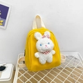Zaino per bambini in tela gialla con un morbido peluche a forma di coniglio bianco - Giallo