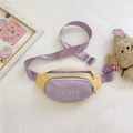 Kids purple and yellow chest bag with white FSHI letters and adjustable strap - Purple