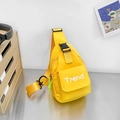 Kids trendy vibrant yellow canvas chest bag with bold Trend letter print and black strap - Yellow