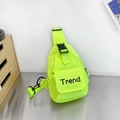 Neon yellow nylon chest bag for kids featuring a black Trend letter print and plastic buckle - Fluorescent Green
