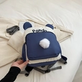 Kinderrucksack in Navy und Creme mit niedlichen Panda-Ohren und Plüsch-Pompon-Detail - Blau