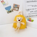 Mini zainetto giallo in tela per bambini con adorabile orsetto di peluche 3D applicato - Giallo