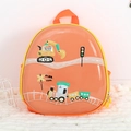 Zainetto rigido arancione per bambini con stampe di escavatori e treni a cartoni animati - Escavatore Arancione
