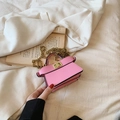 Mini borsa a tracolla rosa chic in pelle PU con catena dorata e chiusura in metallo - Rosa Rosso