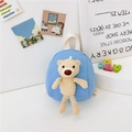 Mini zaino blu per bambini in tela con simpatico orsetto di peluche per bimbi - Blu