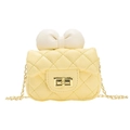 Mini sac bandoulière jaune matelassé avec nœud blanc et chaîne dorée pour enfants - Style 2 Jaune
