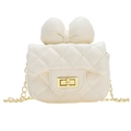 Mini sac bandoulière blanc crème en similicuir matelassé avec un grand nœud décoratif - Style 2 Blanc