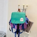 Mochila infantil de lona con bloques de color en verde menta, azul marino y lavanda - Verde