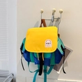 Mochila infantil de lona con diseño colorblock en amarillo, azul y verde con correas ajustables - Amarillo