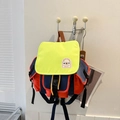 Mochila infantil de lona colorida con diseño de contraste en amarillo azul y naranja - Verde Fluorescente