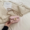Pink quilted mini chain bag with gold twist lock and crossbody strap for girls - Pink