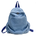 Minimalist light blue denim kids backpack with large capacity and front pocket - Blue