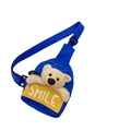 Marsupio blu per bambini con orsetto di peluche e scritta Smile con tracolla regolabile - Blu