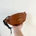 Brown vintage kids waist bag with Sport Fashion logo and adjustable nylon strap - Brown
