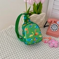 Green kids dinosaur sling bag with colorful cartoon prints and adjustable strap - Green Dinosaur