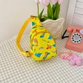 Yellow kids cartoon dinosaur chest bag with glossy finish and adjustable strap - Yellow Dinosaur