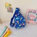 Blue kids dinosaur chest bag with cartoon print and adjustable strap for boys and girls - Blue Dinosaur