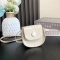 Mini cream white toddler crossbody bag featuring elegant crocodile embossed PU leather - Off White