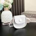 Mini white faux crocodile skin saddle bag for girls with adjustable shoulder strap - White