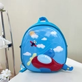 Zaino rigido per bambini azzurro con simpatico aereo e motivi a fumetti di nuvole - Piccolo aereo blu