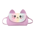Cute purple cat crossbody bag for girls with glitter rainbow ears and cartoon face - Purple