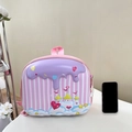 Pink and purple striped cartoon castle hard shell backpack for girls with 3D relief - Pink Castle