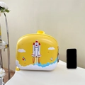 Yellow kids hard-shell backpack with space shuttle design and rocket keychain - Yellow Rocket