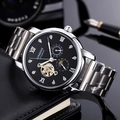 Orologio automatico da uomo in acciaio inossidabile con quadrante nero e numeri romani - Quadrante Nero