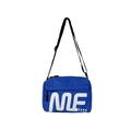 Kids trendy royal blue crossbody bag with white ME logo and adjustable black strap - Blue