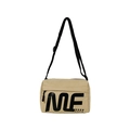 Sac bandoulière tendance pour enfant en nylon beige avec imprimé lettre ME en noir - Kaki