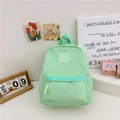 Mint green nylon backpack for kids with GIRL CATS logo and a zipper front pocket - Light Green