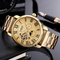 Business style automatic gold mechanical watch with Roman numerals and open-heart movement - Gold Dial
