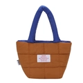 Bolso de hombro acolchado para niños en color contraste marrón caramelo y azul cobalto - Marrón