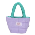 Bolso acolchado de nailon en color lavanda con asas verde menta para niños y niñas - Morado