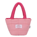 Bolso tote acolchado de nailon rosa para niños con asas rojo rosa y etiqueta de marca - Rosa