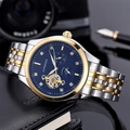 Luxurious men's automatic mechanical watch with two-tone steel band and moon phase dial - Two-tone Black Dial
