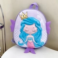 Zaino rigido a sirena viola per bambini con corona e dettagli di pinne laterali - Viola