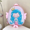 Zaino rosa a forma di sirena per bambina con guscio rigido EVA e pinne 3D decorative - Rosa