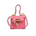 Pink lychee texture mini crossbody bag for girls with gold buckle and top handle - Small / Rose Red