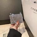 Elegant silver rhinestone mini square bag with metal chain strap for women - Mini Square Bag