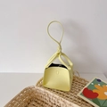 Mini bolso bandolera amarillo limón de cuero PU con asa retorcida para niñas - Amarillo